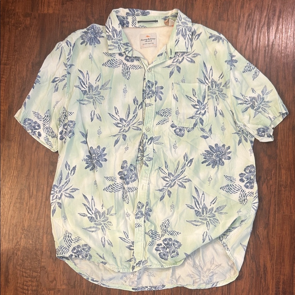 Tommy Bahama Floral Blue and White Men's Shirt